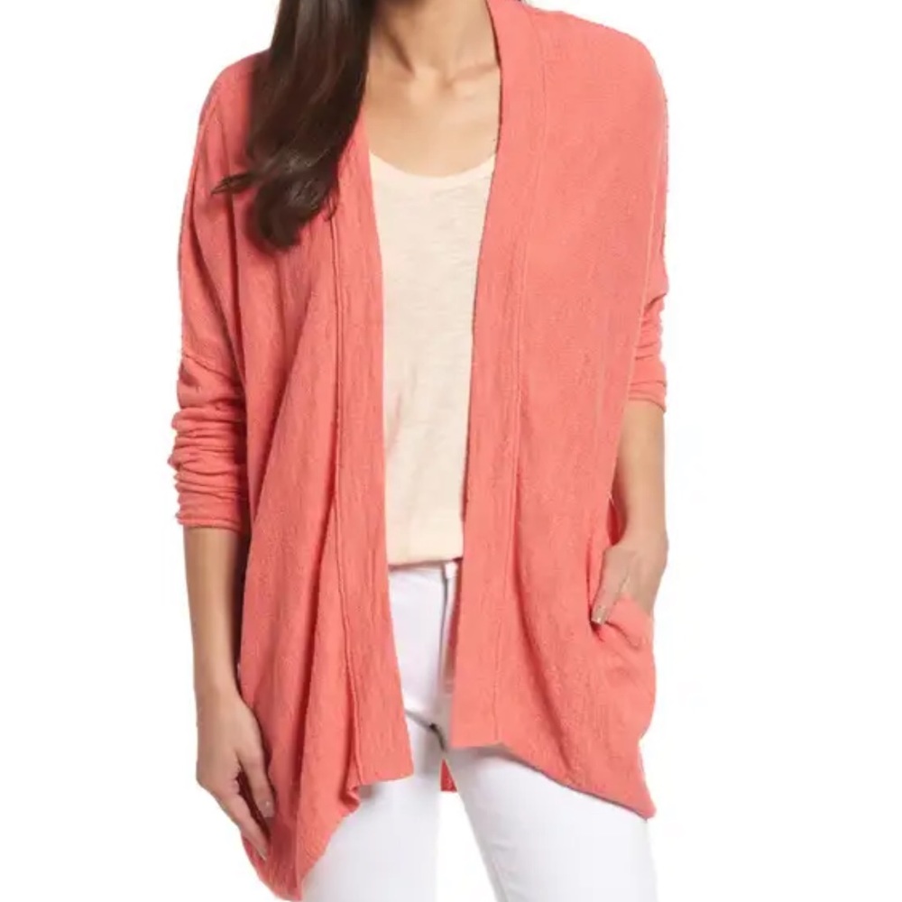 Caslon Drop Shoulder Coral Cardigan